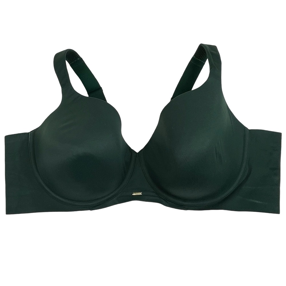 Cacique Lightly Lined Balconette Bra Women 48D‎ Green Underwire Smoothing Wings